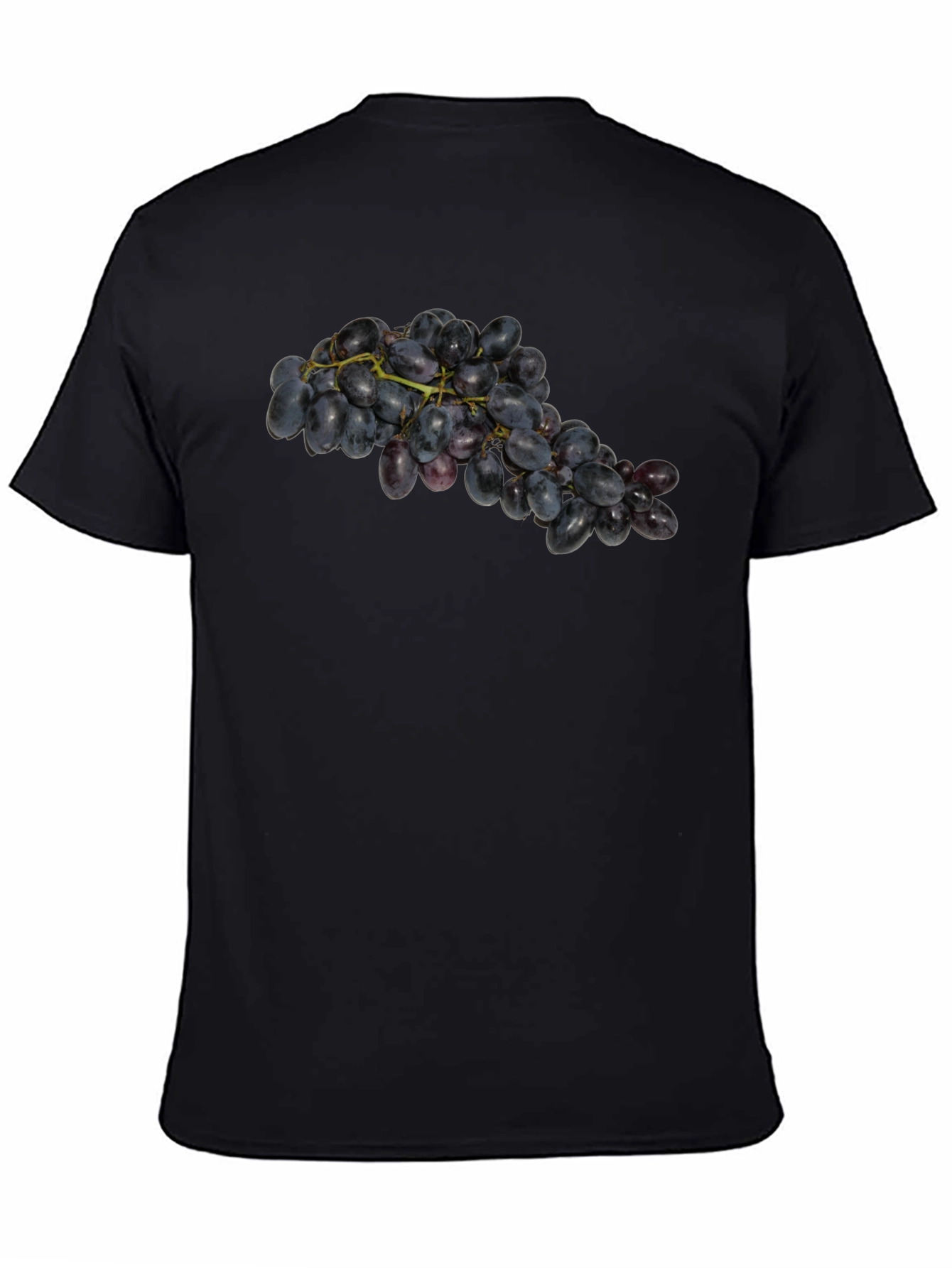 Grape Cluster Graphic Tee - Black Cotton Casual Wear