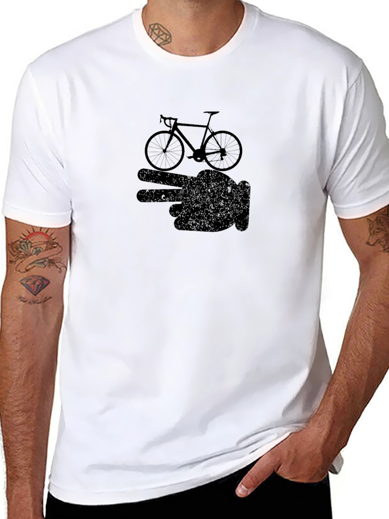 Cycling Hand Sign Graphic Tee - Black