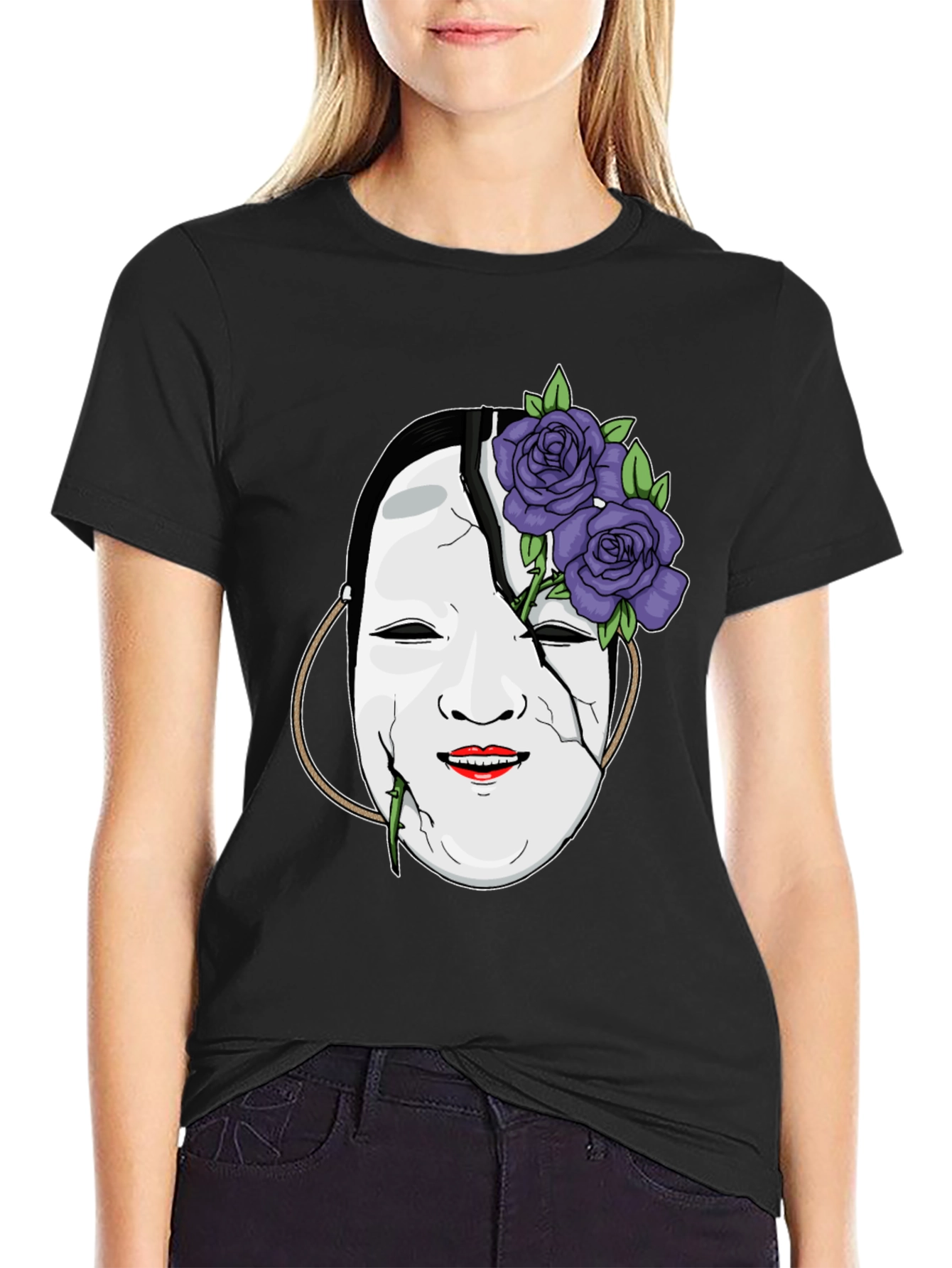 Mask with Roses Graphic T-Shirt