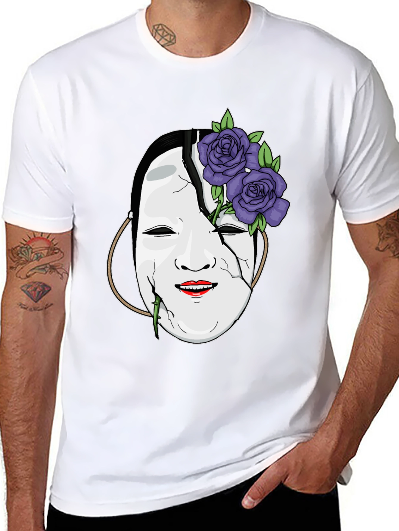 Mask with Roses Graphic T-Shirt