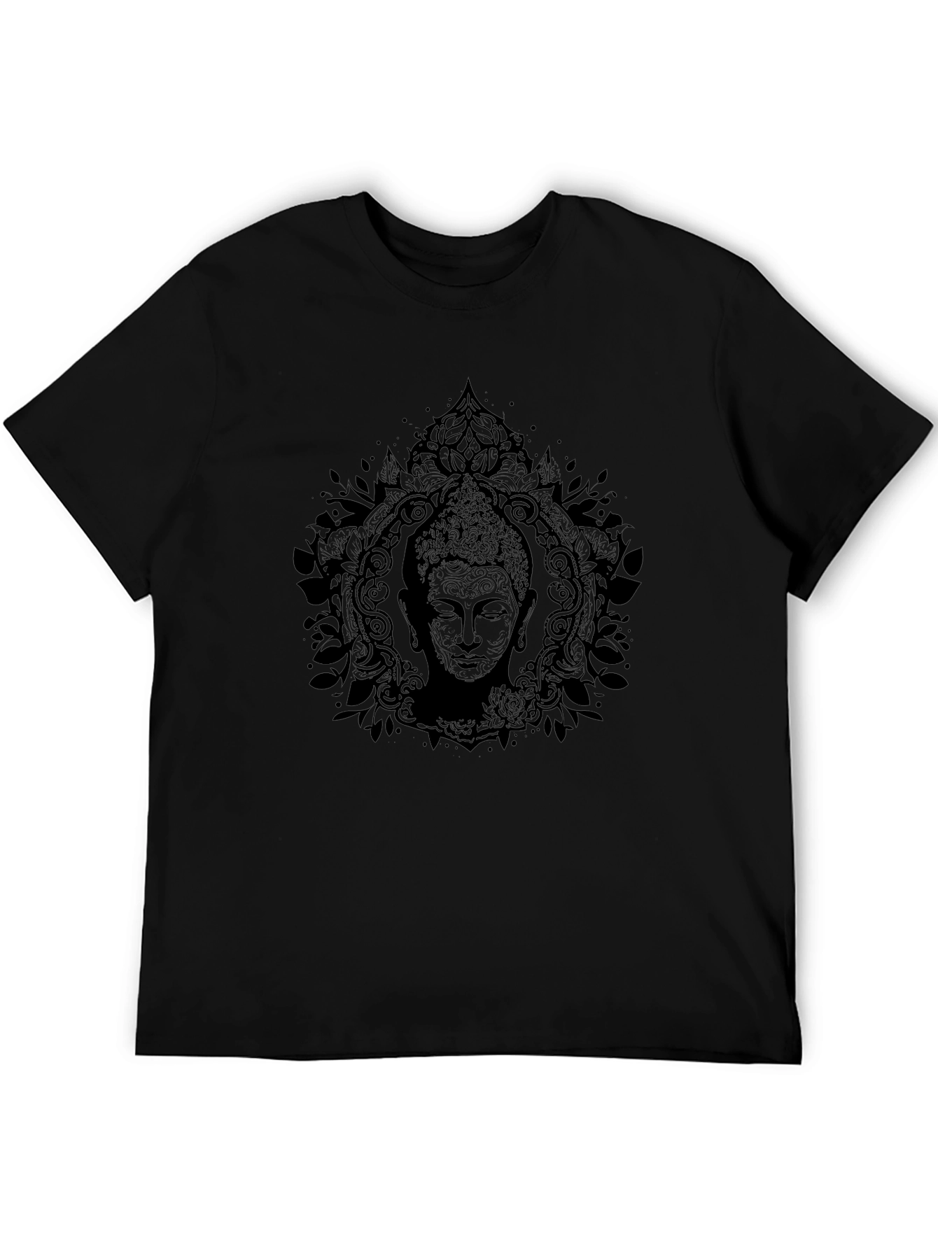 Buddha Mandala Graphic Tee - Black Cotton T-Shirt