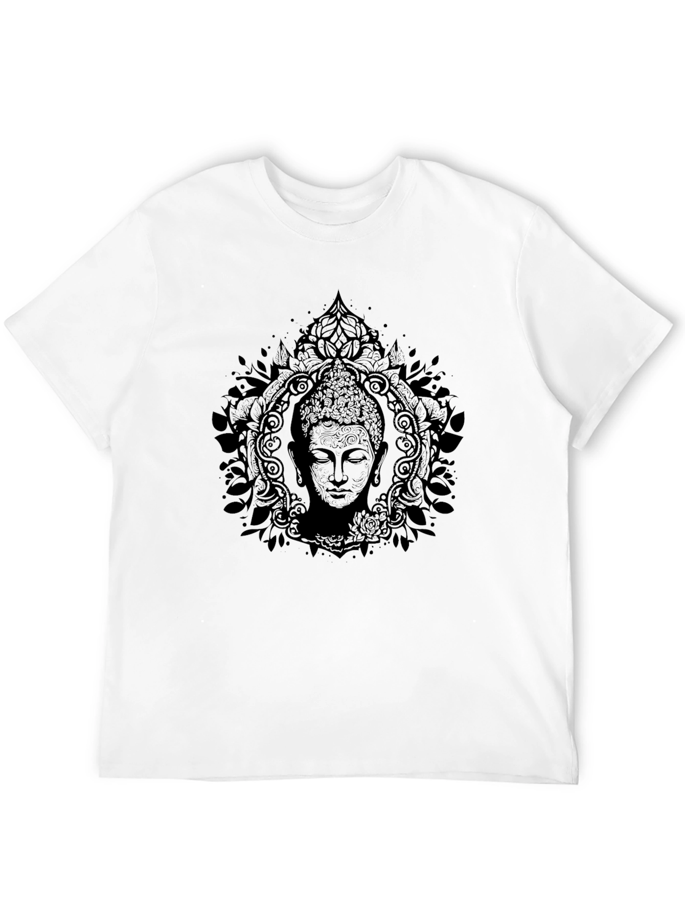 Buddha Mandala Graphic Tee - Black Cotton T-Shirt