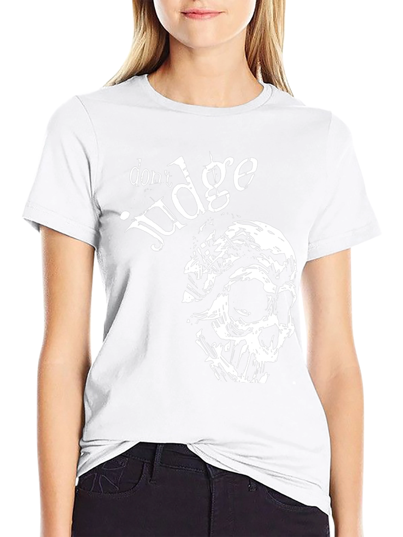 Dont Judge Skull Graphic Tee - Black Crew Neck