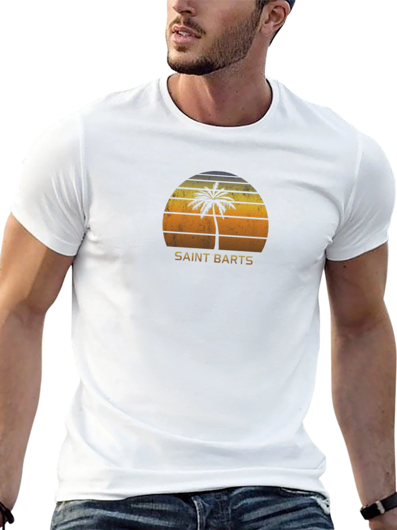 Saint Barts Palm Tree Sunset Graphic T-Shirt