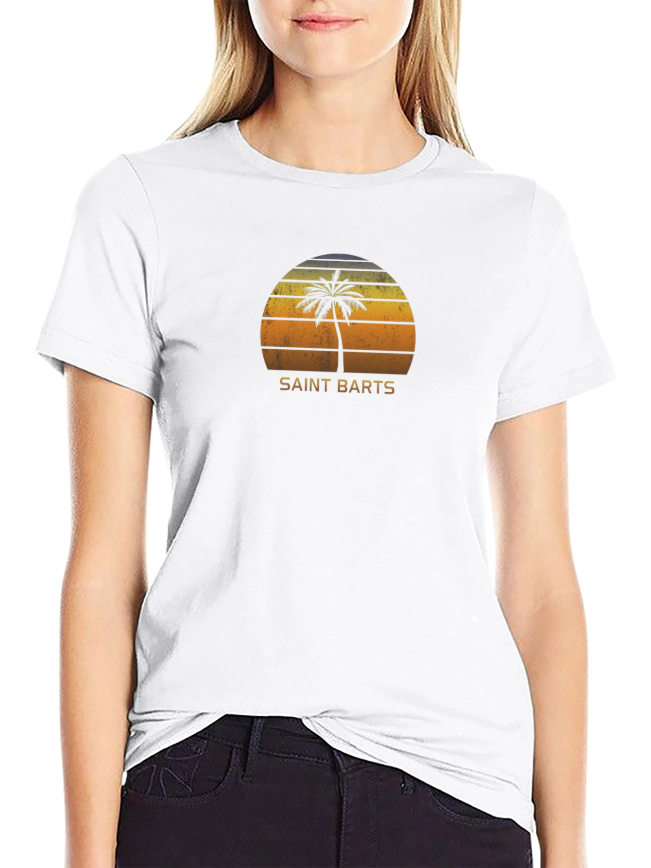 Saint Barts Palm Tree Sunset Graphic T-Shirt