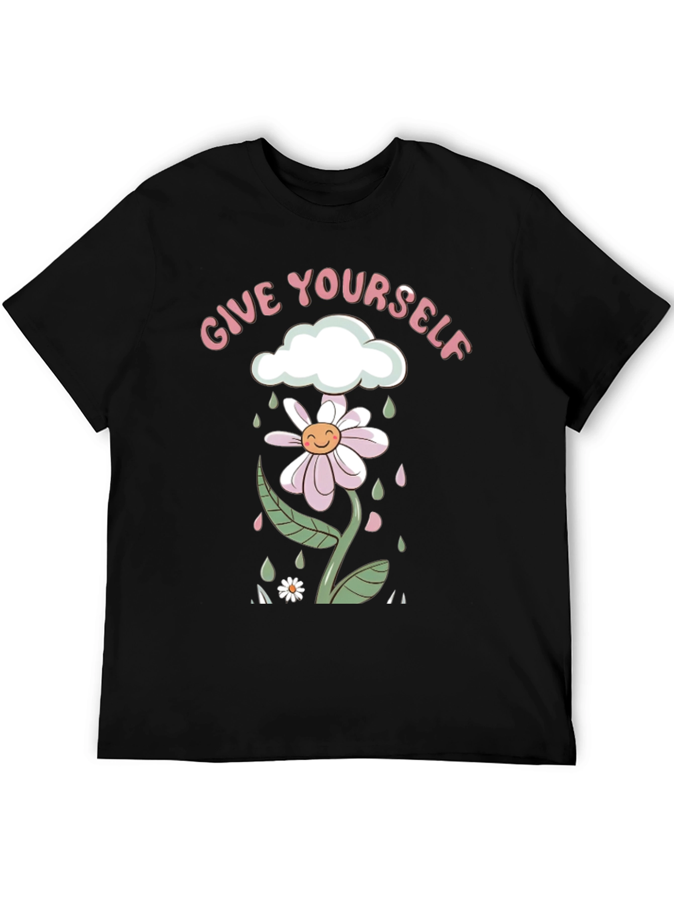 Give Yourself Flower Tee - Black Graphic Print Shirt