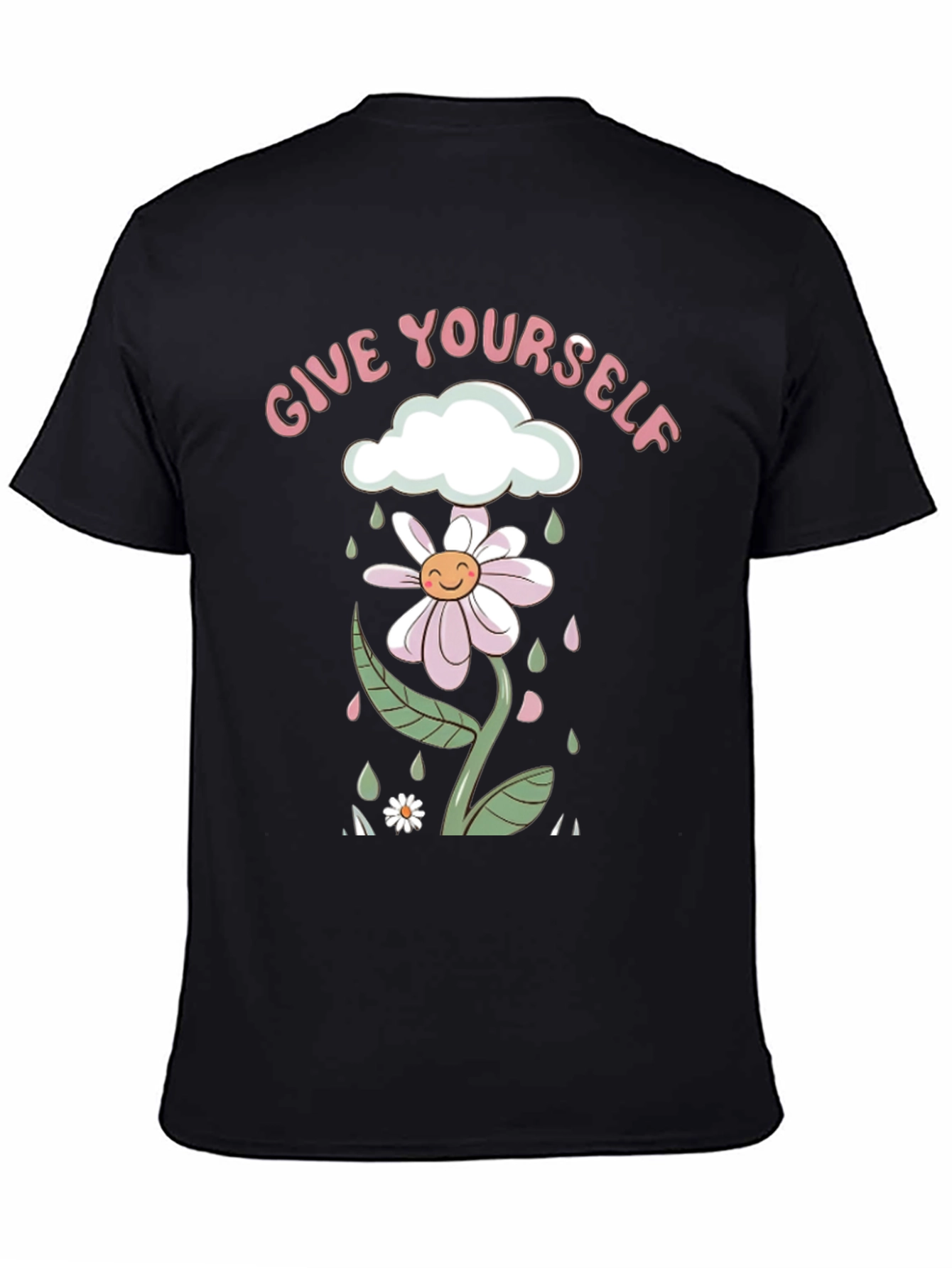 Give Yourself Flower Tee - Black Graphic Print Shirt