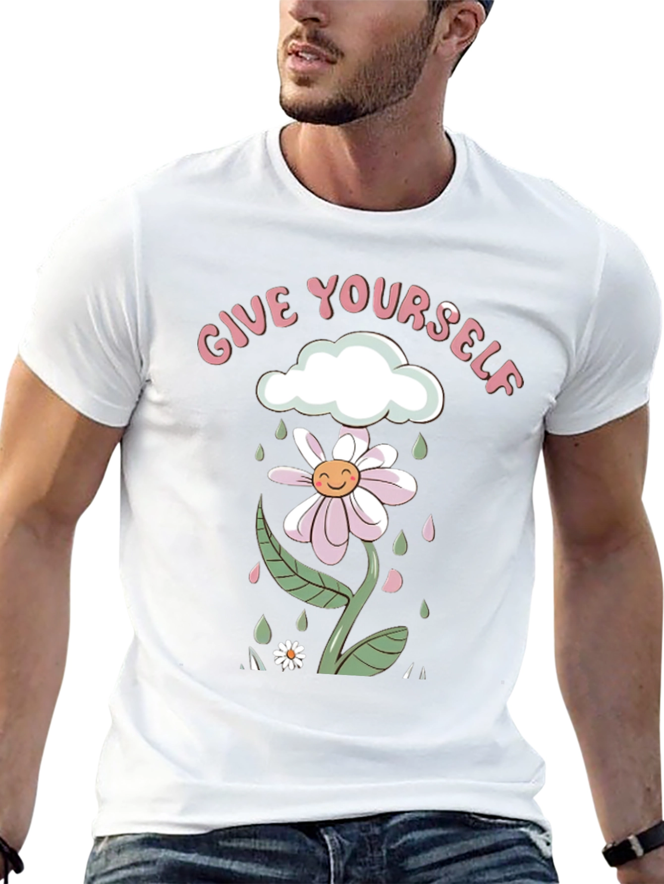 Give Yourself Flower Tee - Black Graphic Print Shirt