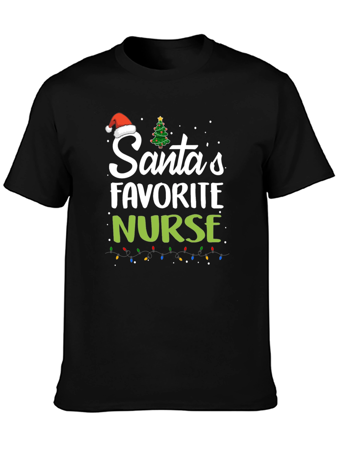 Santas Favorite Nurse Christmas Graphic T-Shirt