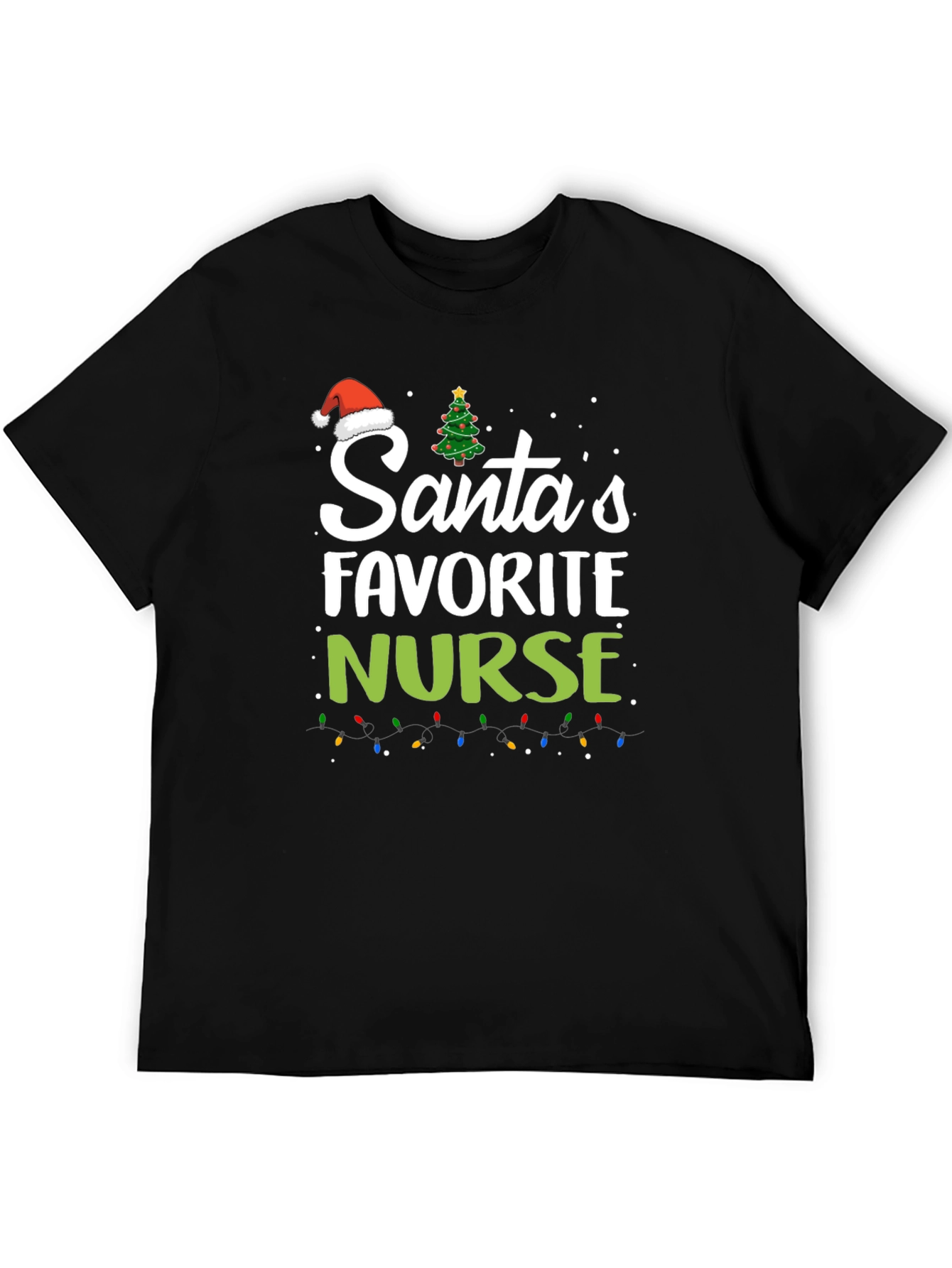 Santas Favorite Nurse Christmas Graphic T-Shirt