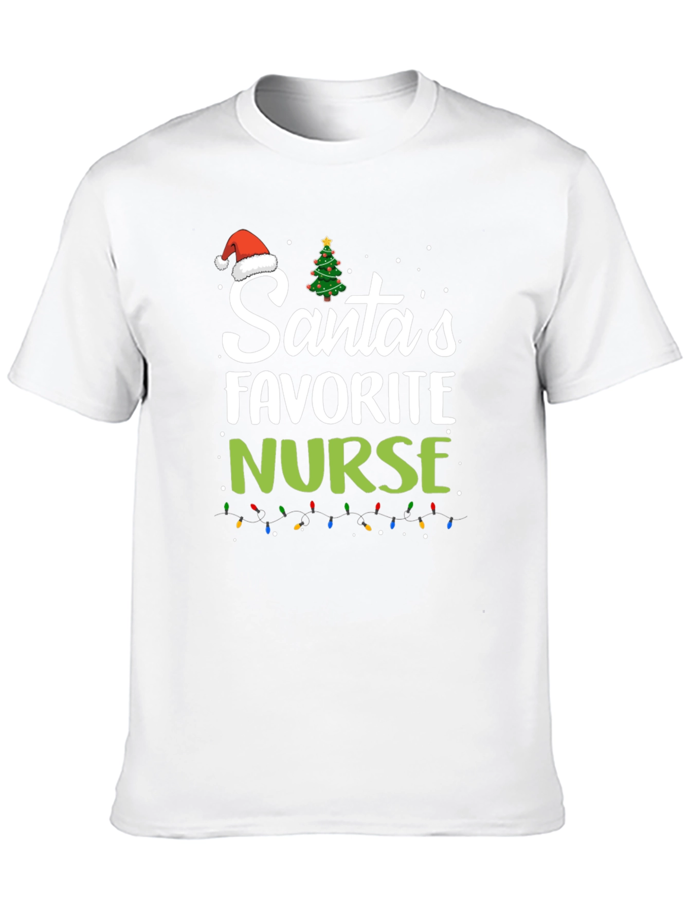 Santas Favorite Nurse Christmas Graphic T-Shirt