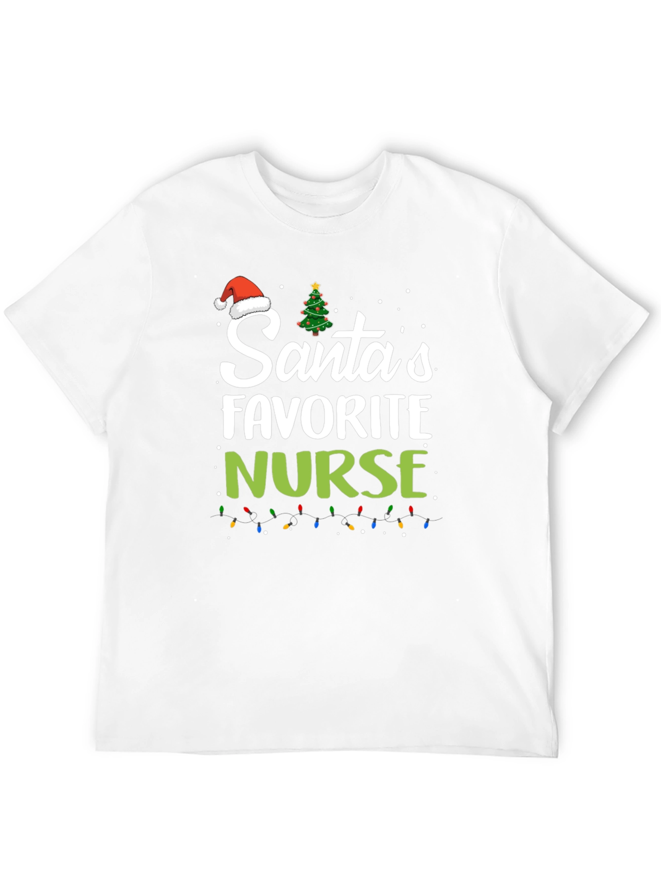 Santas Favorite Nurse Christmas Graphic T-Shirt
