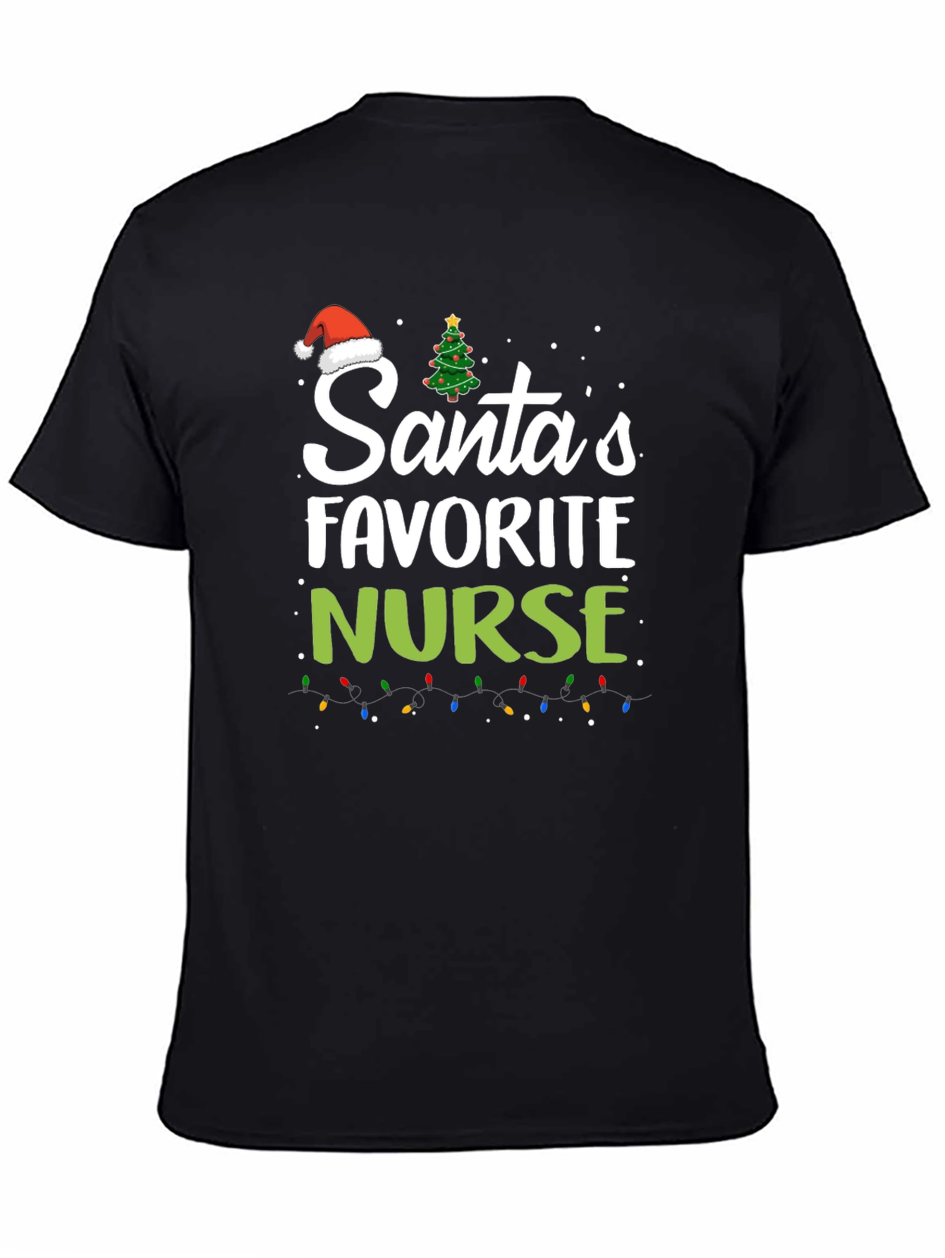 Santas Favorite Nurse Christmas Graphic T-Shirt