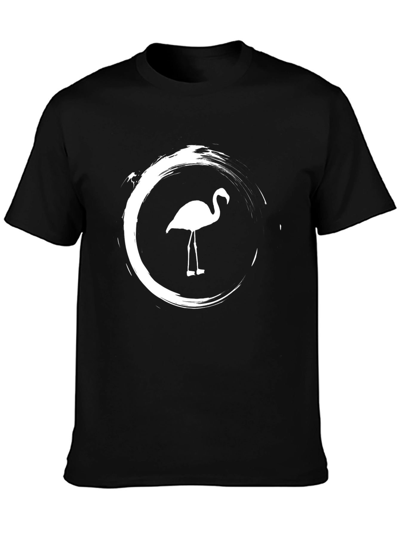 Black Flamingo Circle Graphic Tee - Casual Comfort