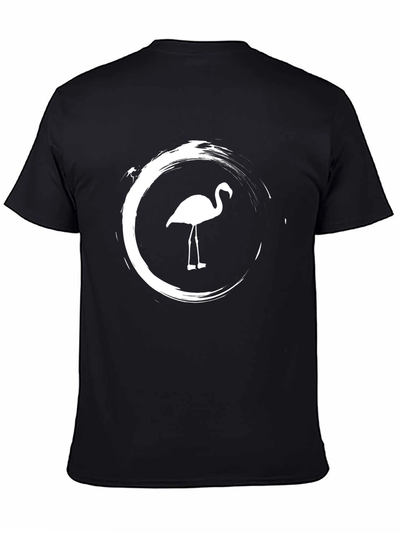 Black Flamingo Circle Graphic Tee - Casual Comfort