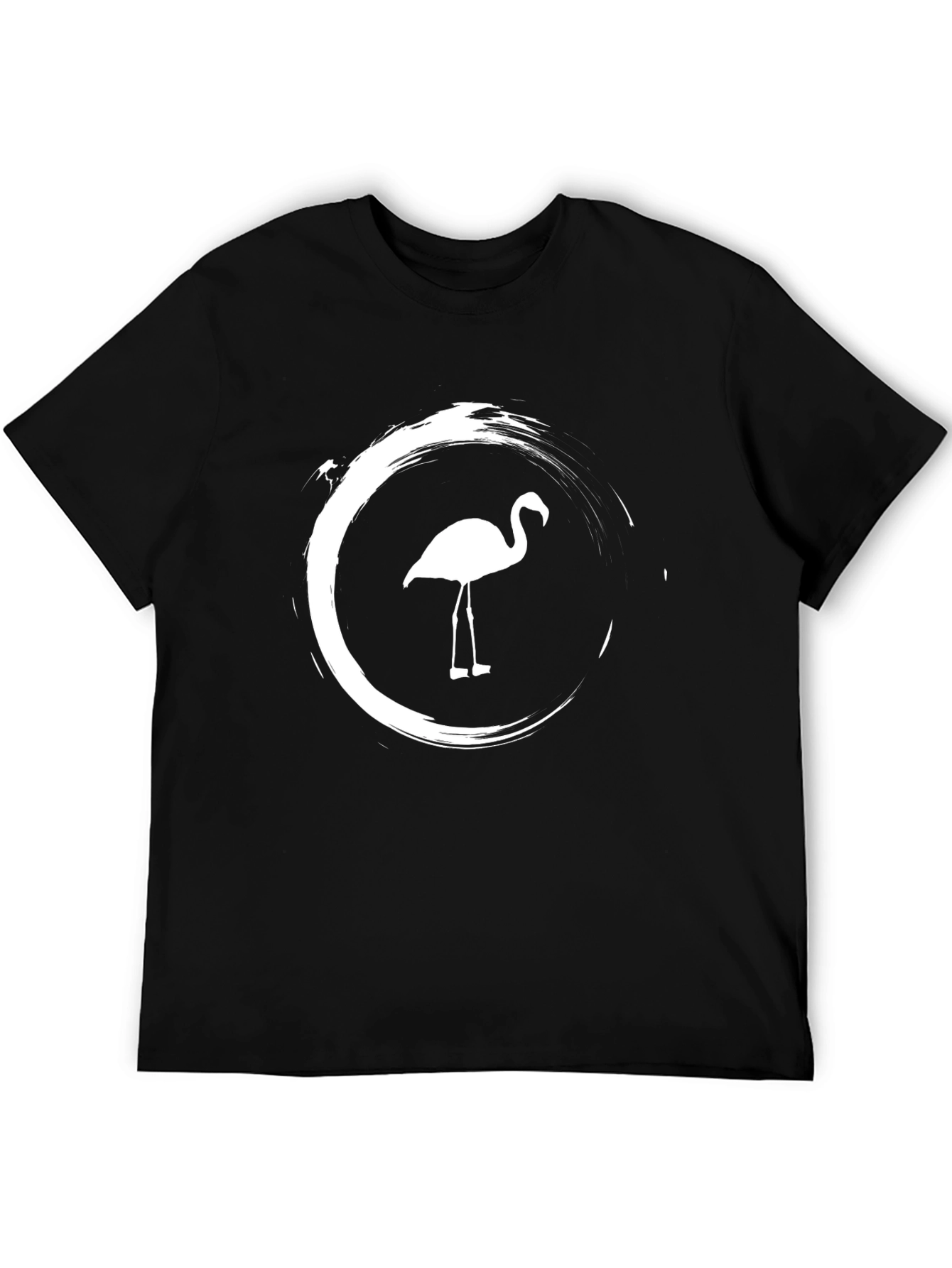 Black Flamingo Circle Graphic Tee - Casual Comfort