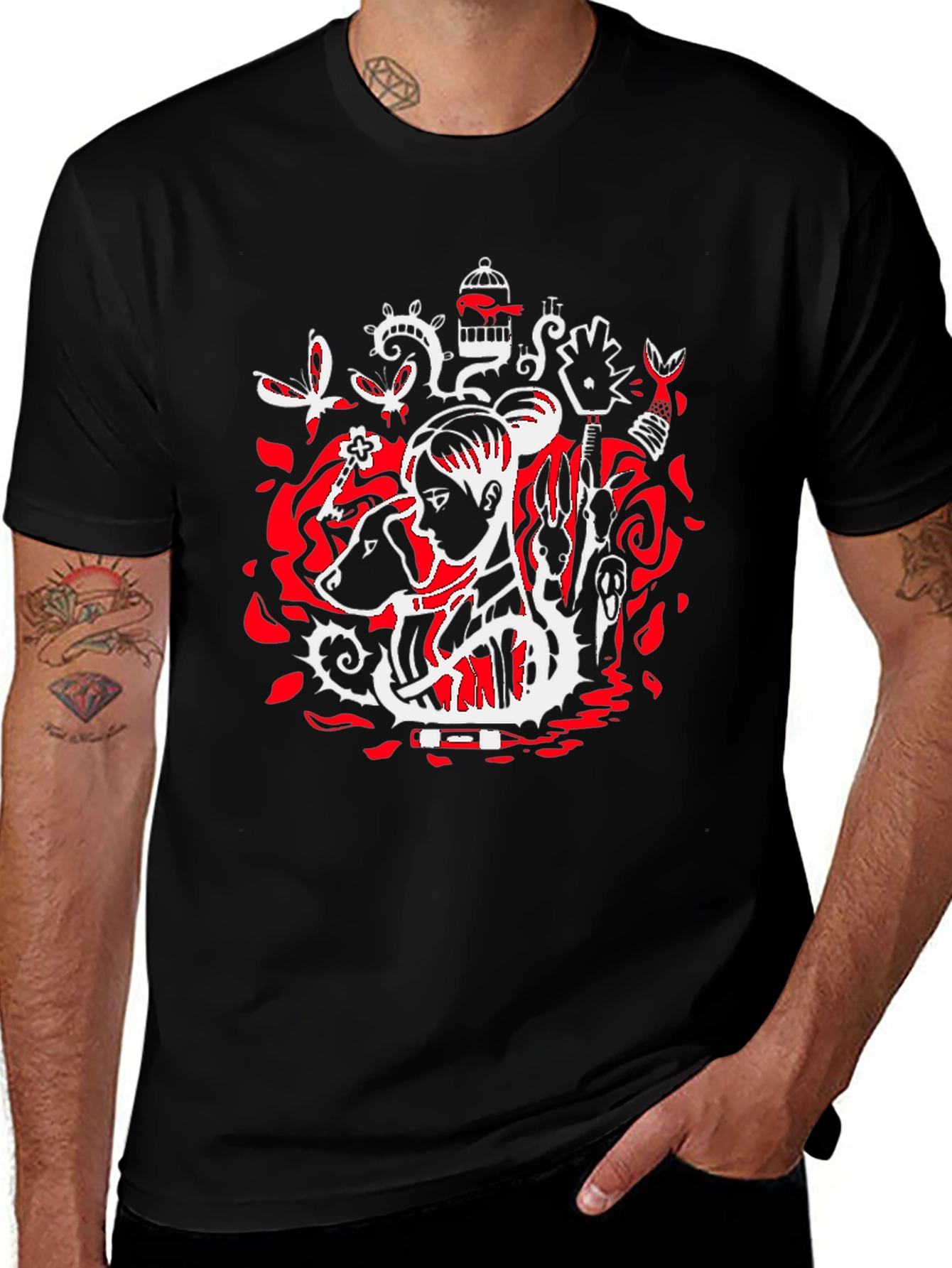 Artistic Graphic Tee - Black Unisex T-Shirt
