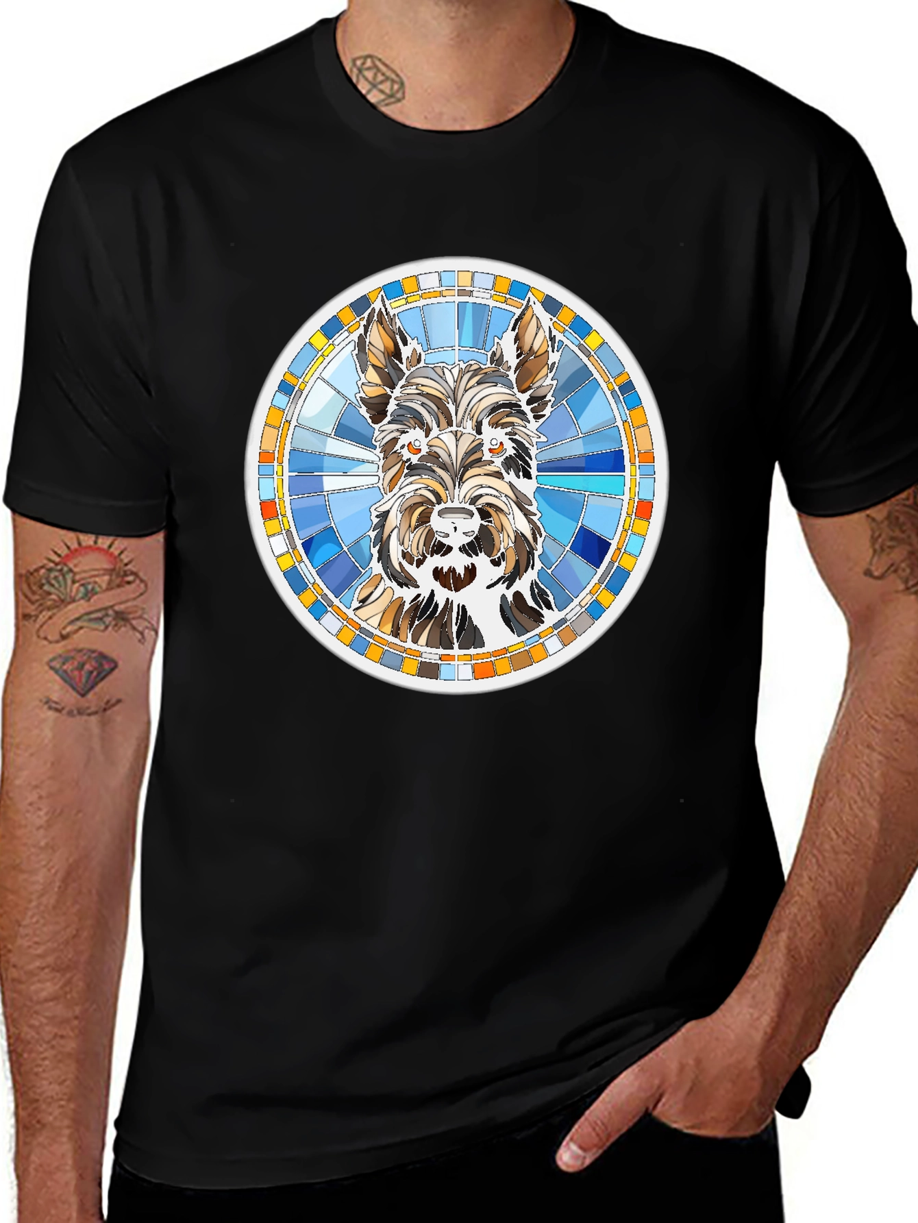Dog Breed Graphic Tee - Round Mosaic Design