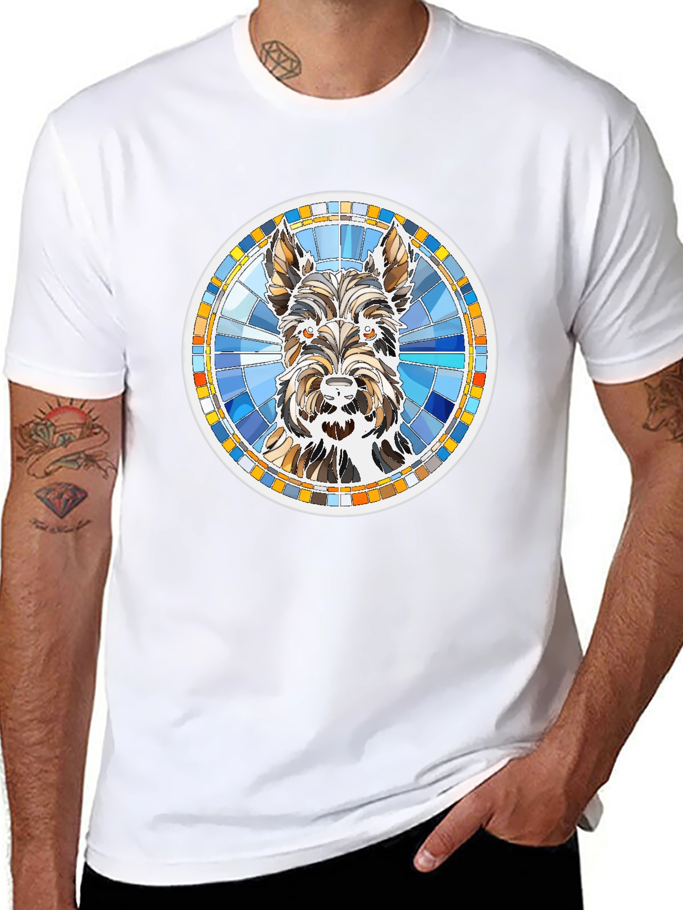 Dog Breed Graphic Tee - Round Mosaic Design