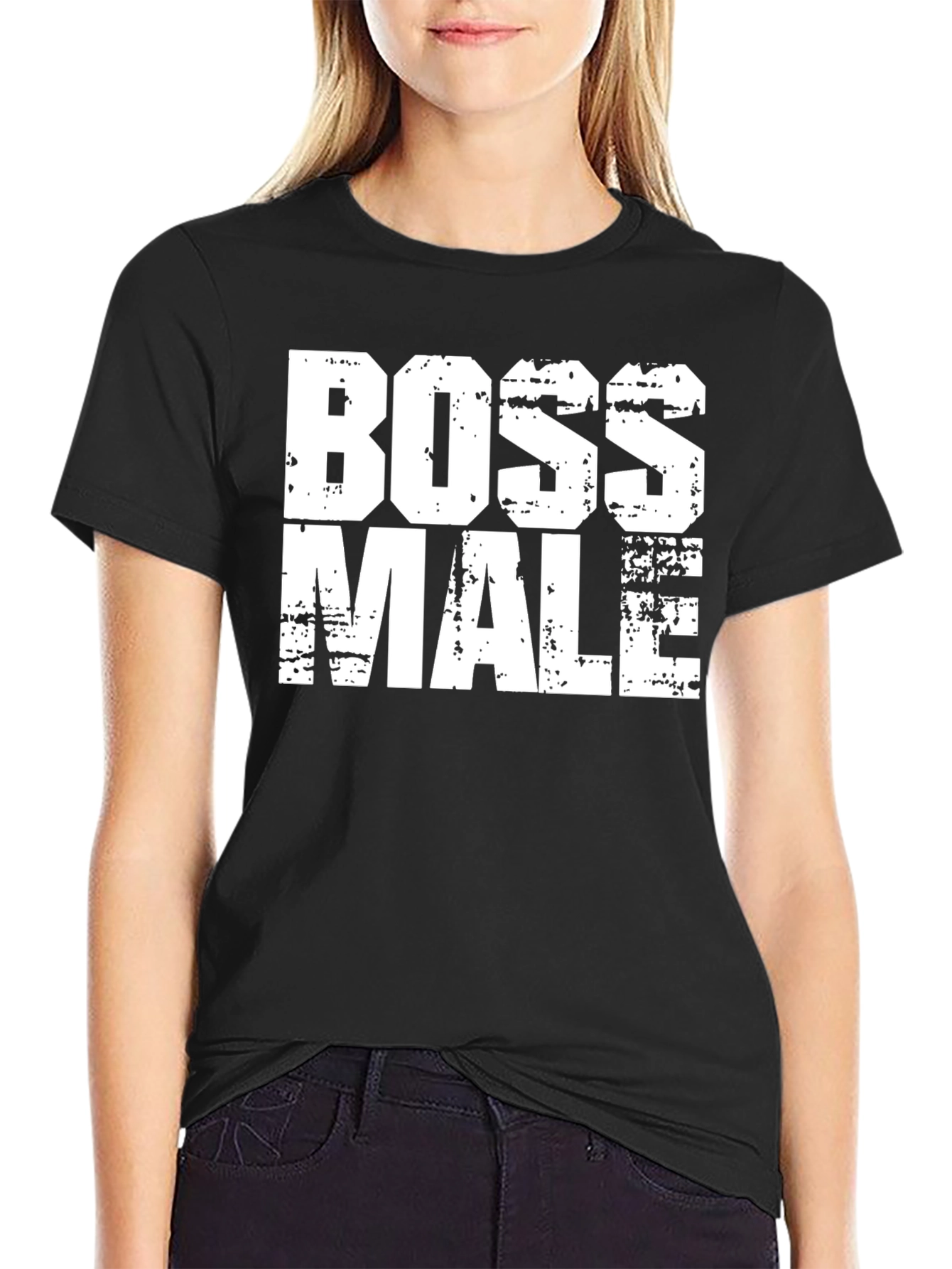Boss Male Graphic Tee - Black Cotton Blend