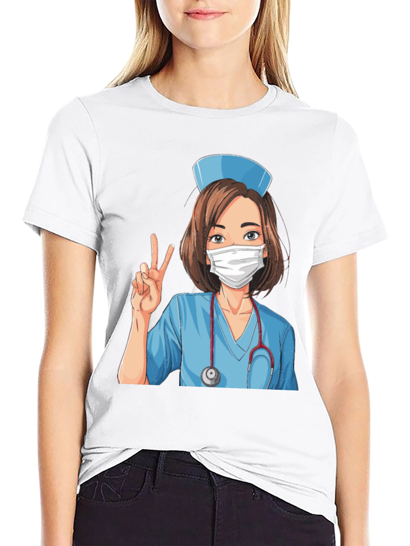 Nurse Cartoon Graphic T-Shirt