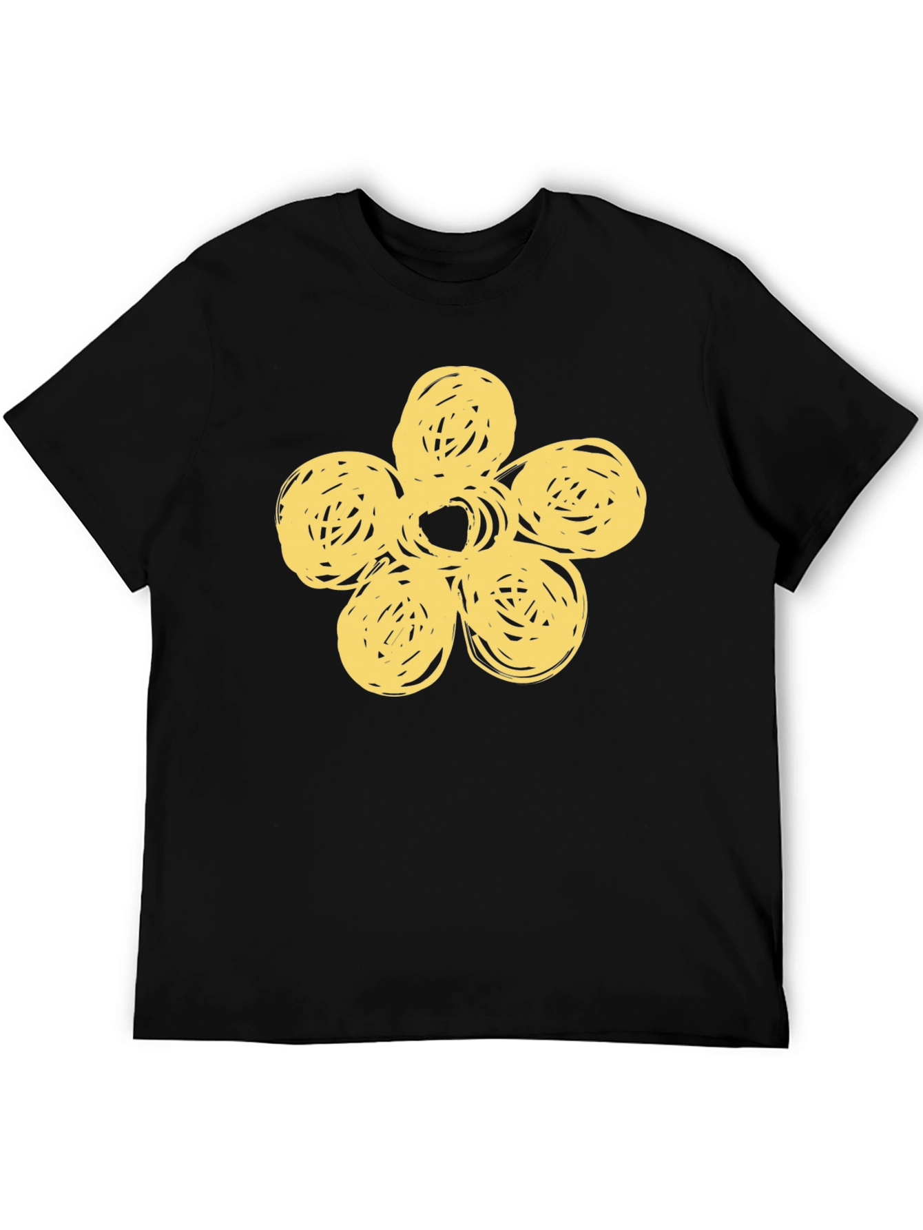 Black T-Shirt with Yellow Flower Design