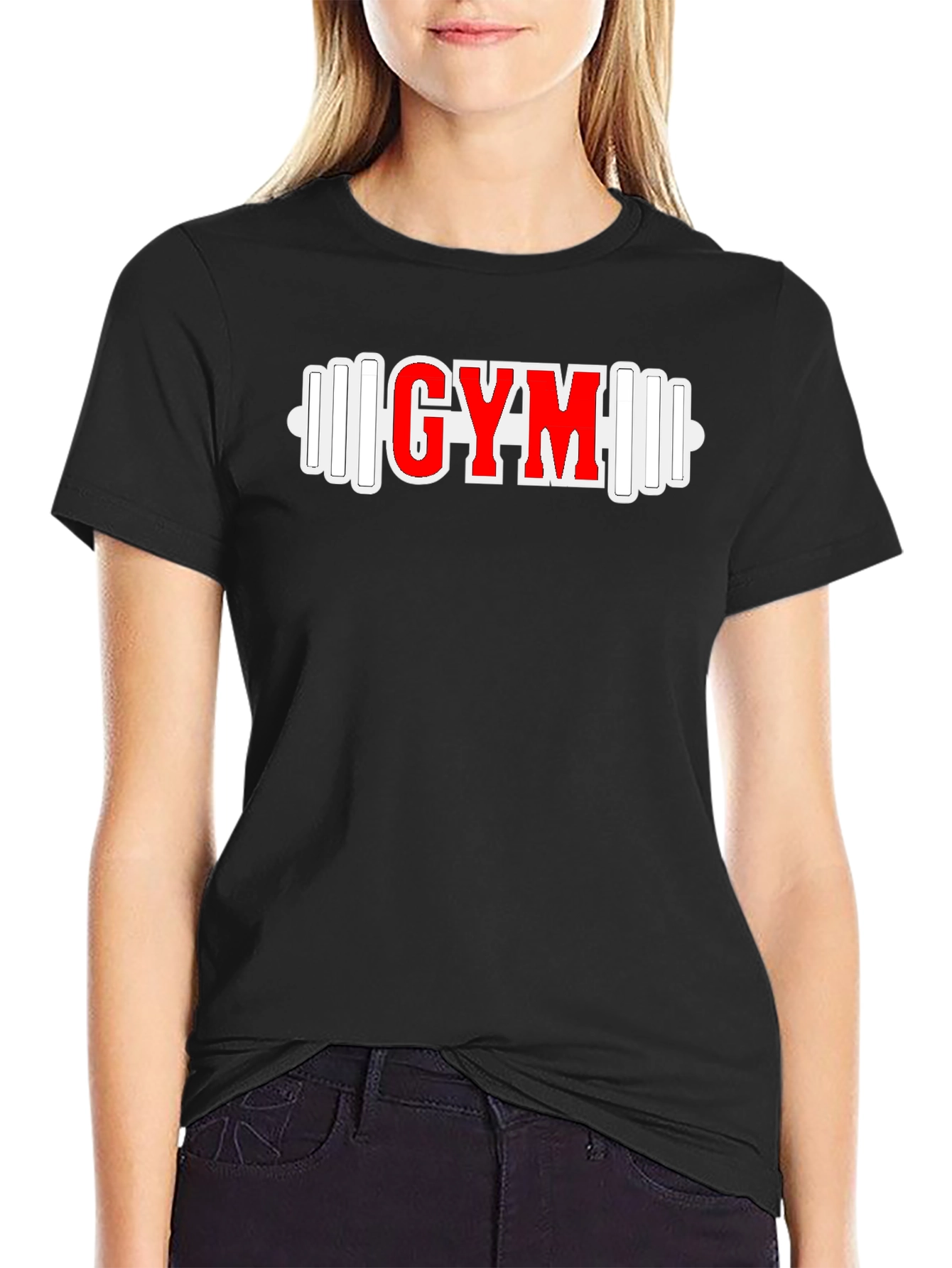 GYM Barbell Graphic Tee - Black Fitness Shirt
