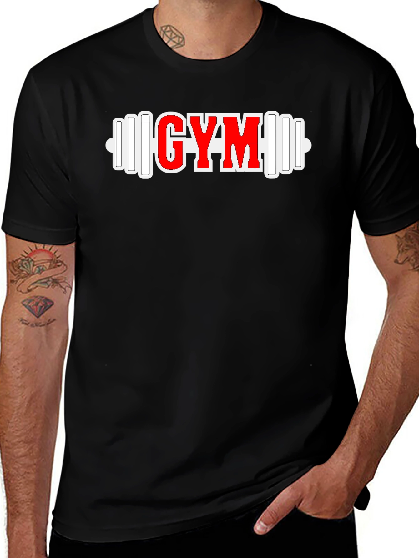 GYM Barbell Graphic Tee - Black Fitness Shirt