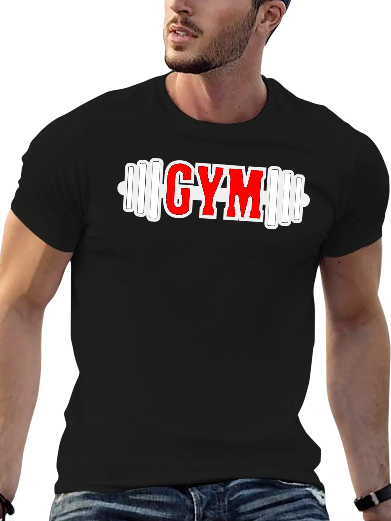 GYM Barbell Graphic Tee - Black Fitness Shirt