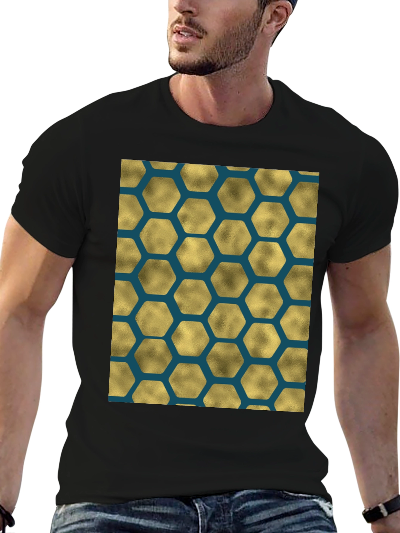 Honeycomb Pattern Tee - Modern Geometric Design