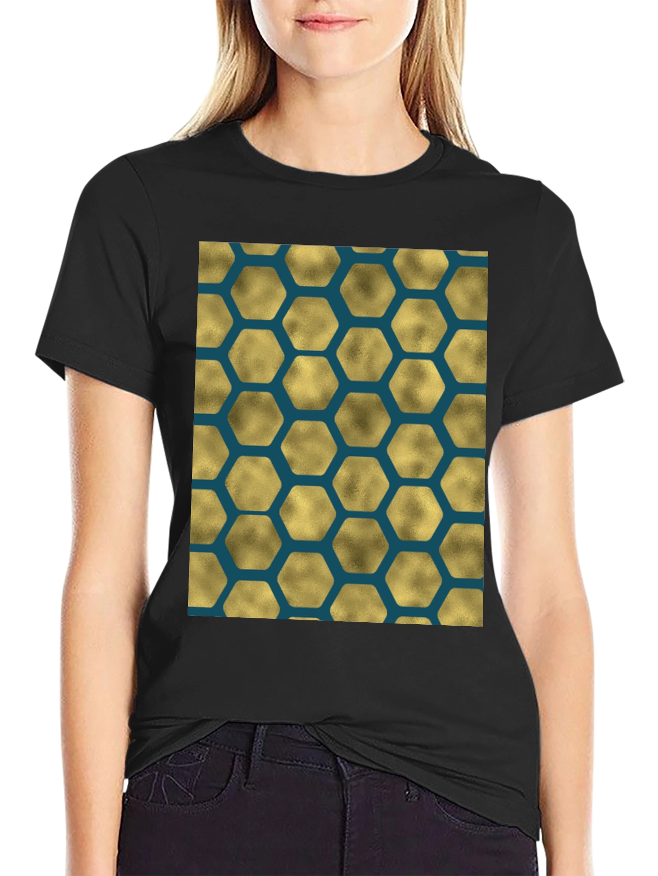 Honeycomb Pattern Tee - Modern Geometric Design