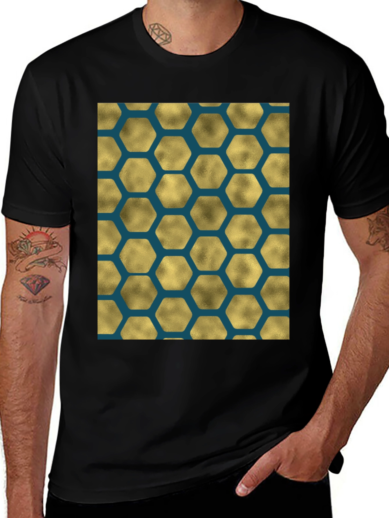 Honeycomb Pattern Tee - Modern Geometric Design