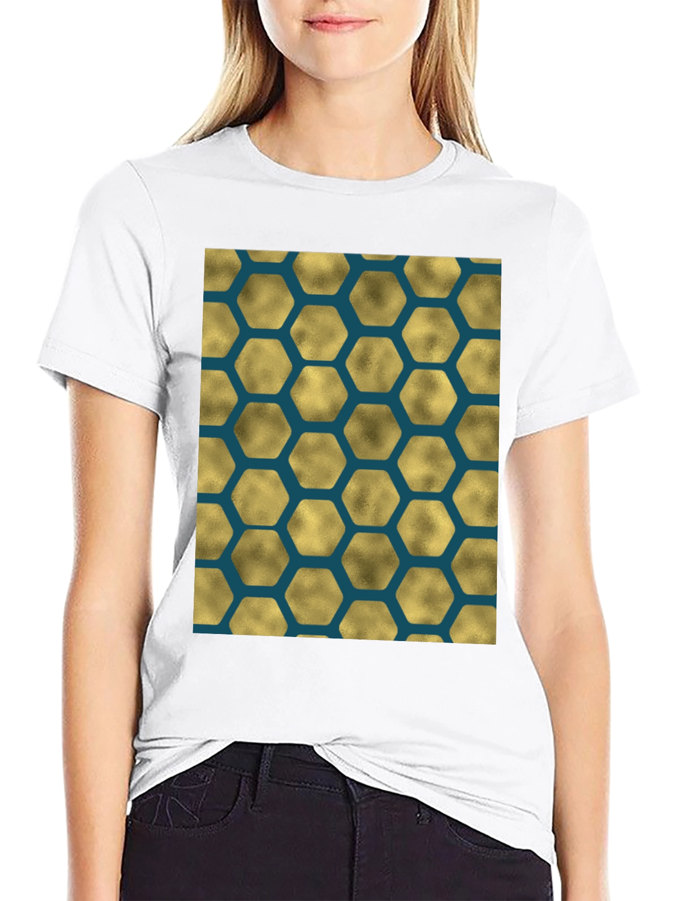 Honeycomb Pattern Tee - Modern Geometric Design