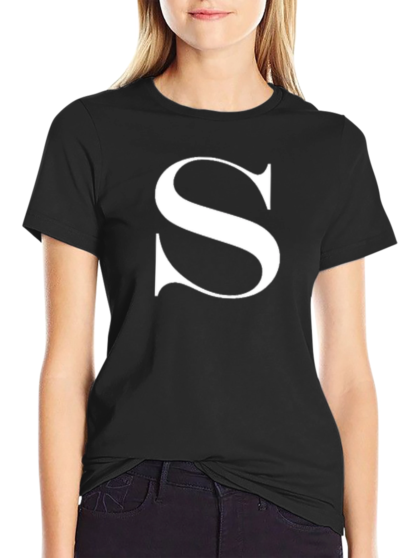 Bold Initial S Black T-Shirt