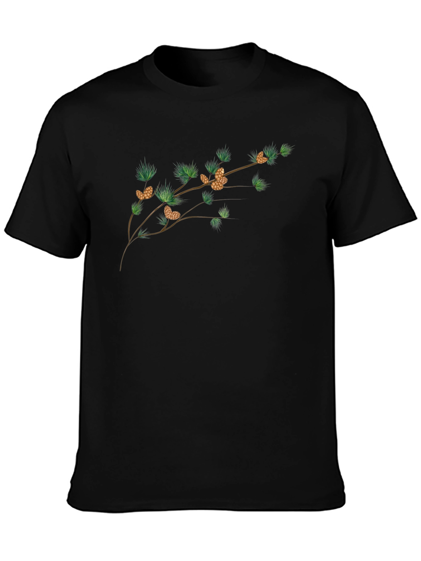 Botanical Branch Graphic Tee - Mens Black T-Shirt