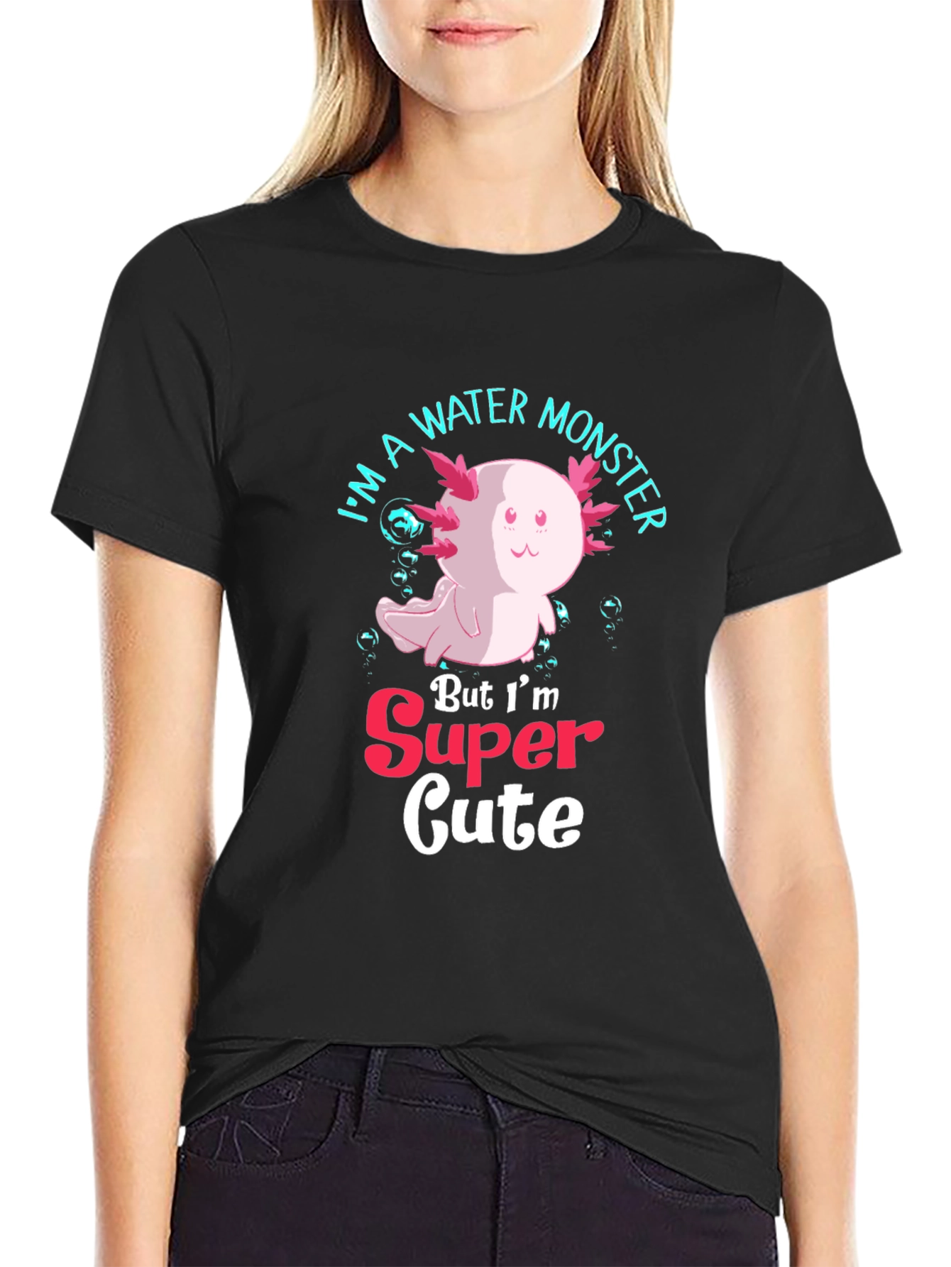 Cute Axolotl Water Monster Graphic T-Shirt