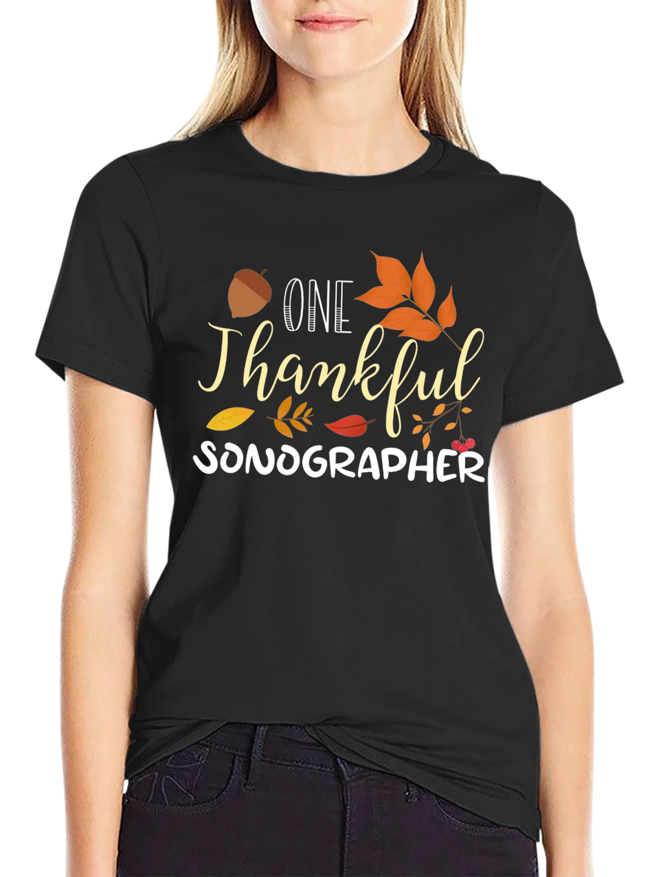 Thankful Sonographer T-Shirt - Fall Thanksgiving Tee