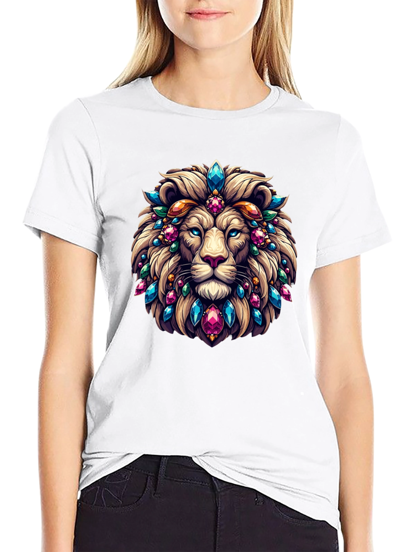 Jeweled Lion Graphic Tee - Premium Print