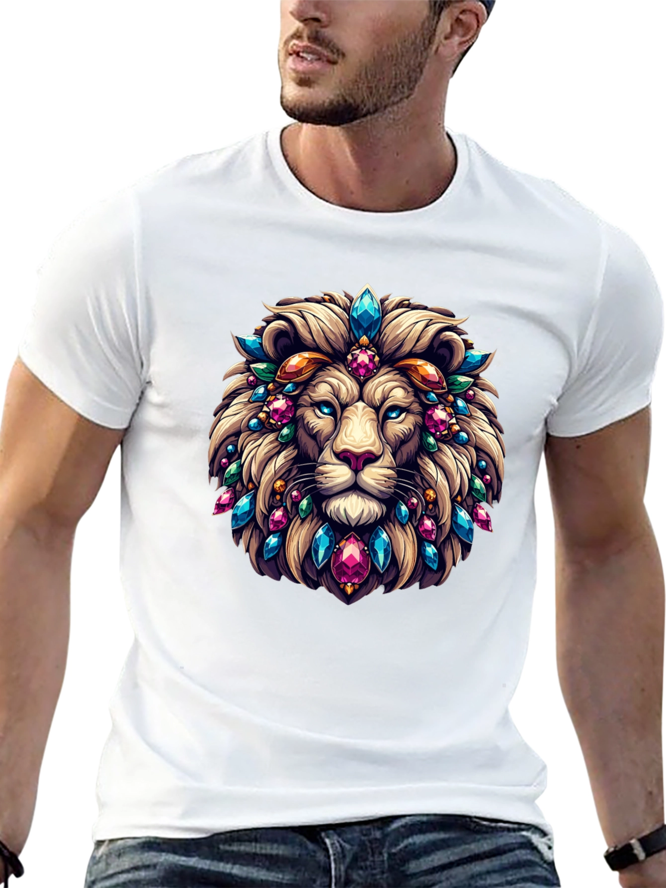 Jeweled Lion Graphic Tee - Premium Print