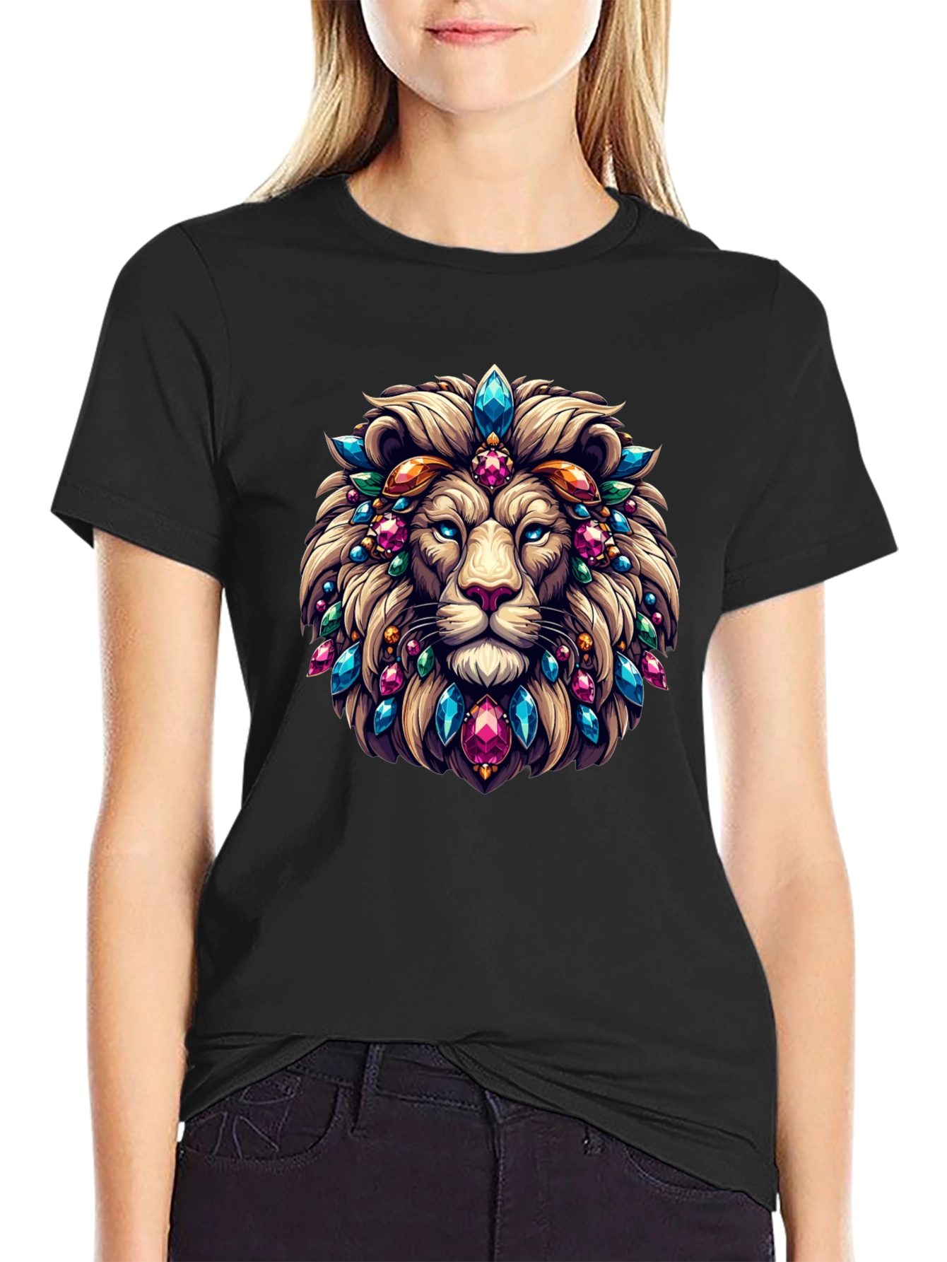 Jeweled Lion Graphic Tee - Premium Print