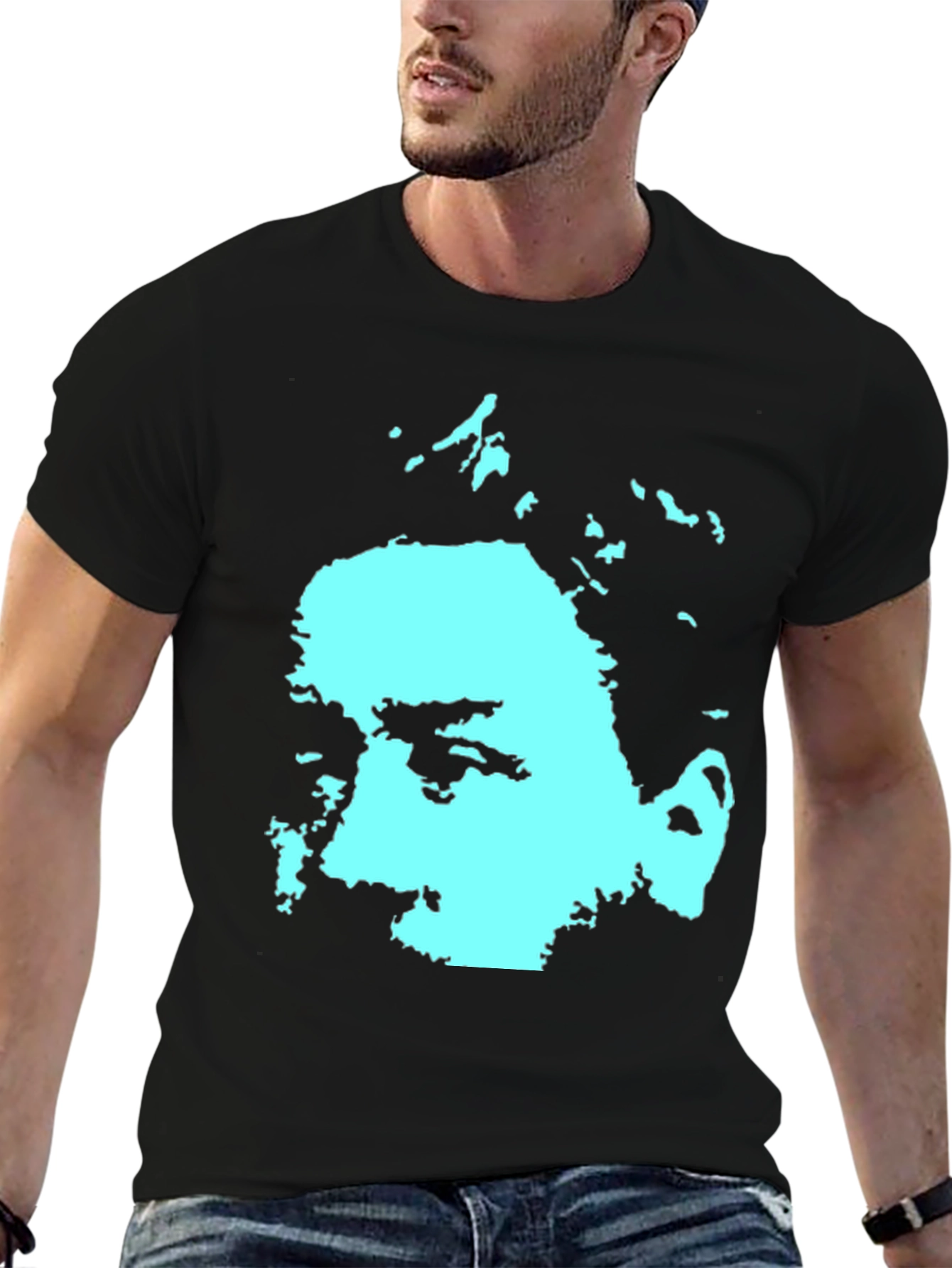 Abstract Face Graphic Black Cotton Tee