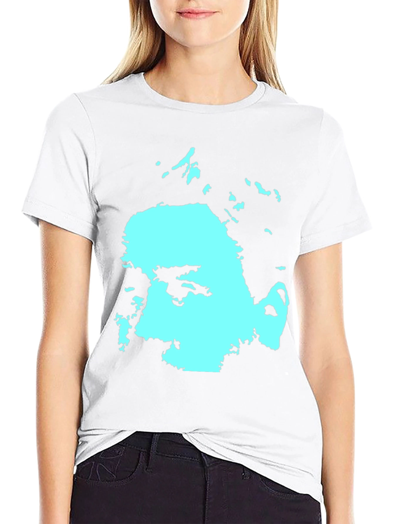 Abstract Face Graphic Black Cotton Tee