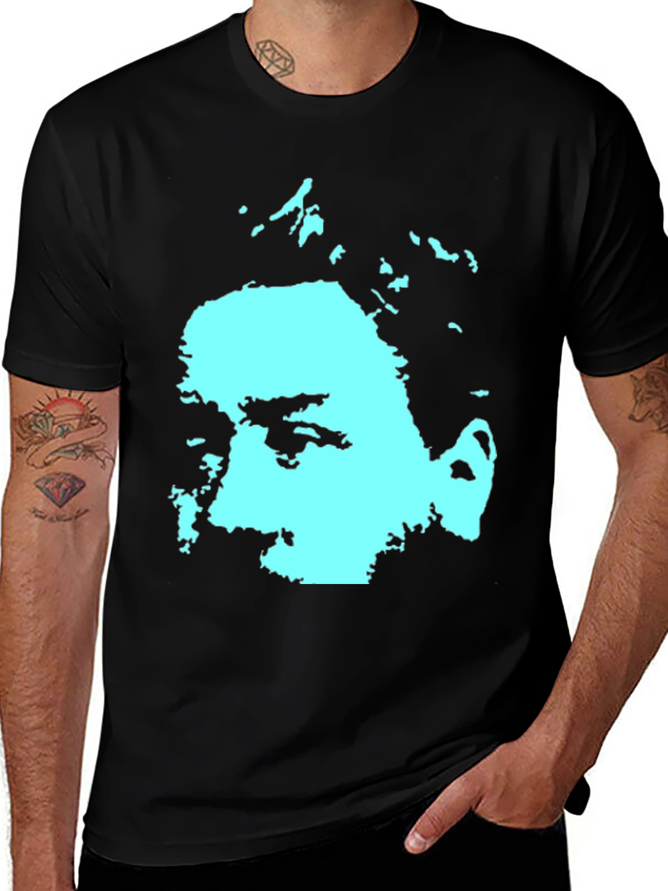 Abstract Face Graphic Black Cotton Tee