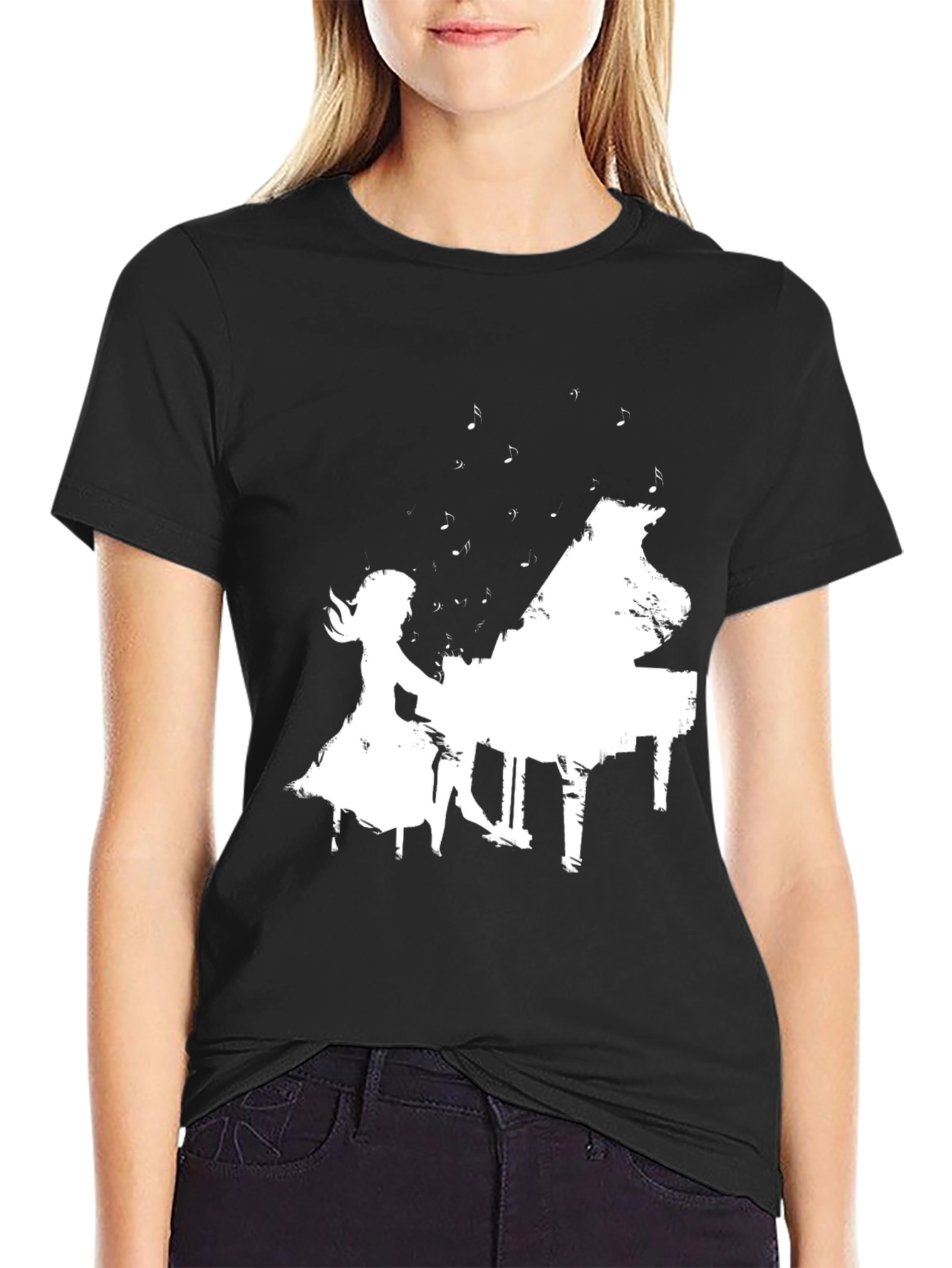 Piano Player Graphic Tee - Stylish Black T-Shirt