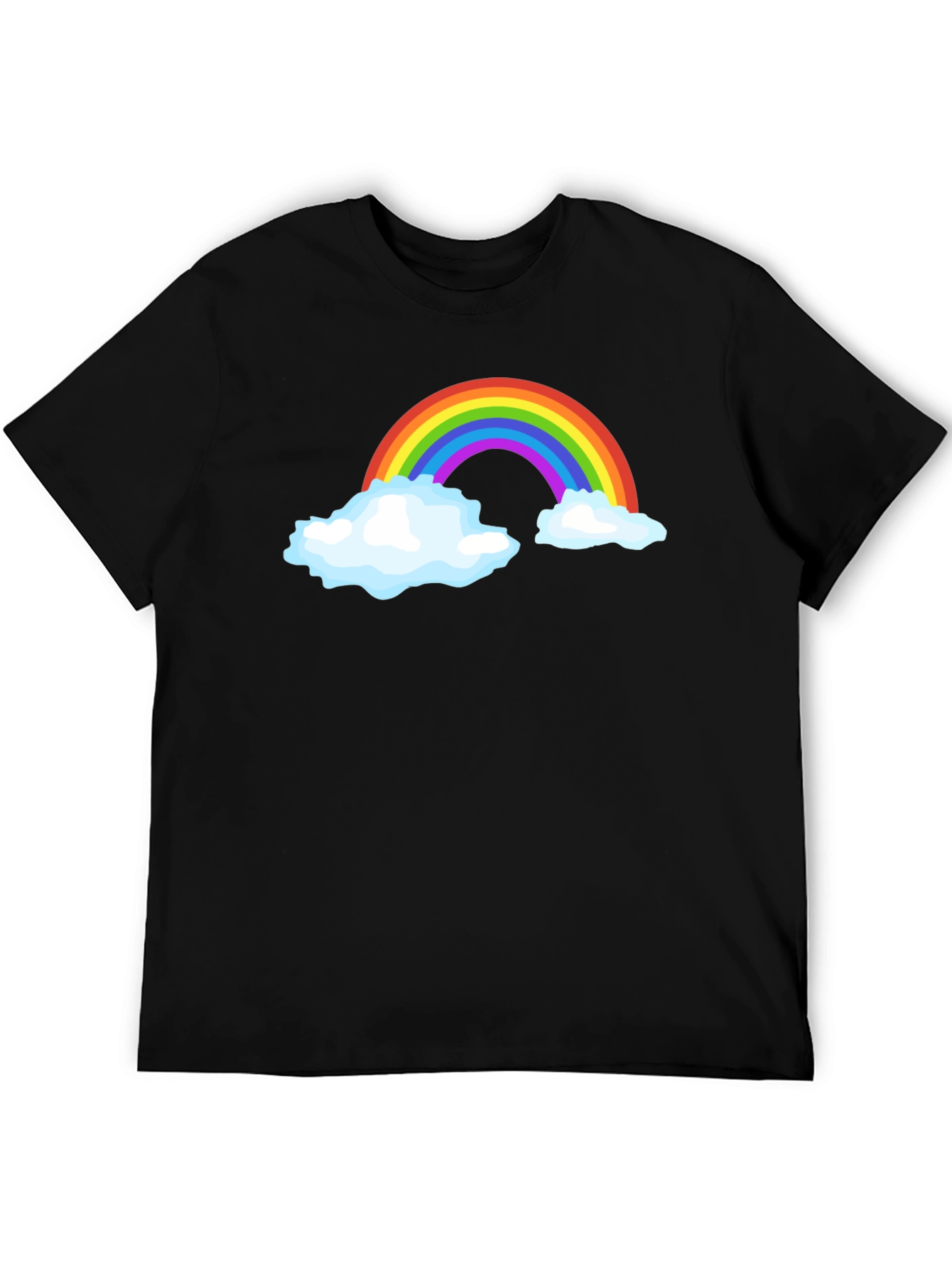 Rainbow Cloud Graphic Tee - Black Cotton T-Shirt