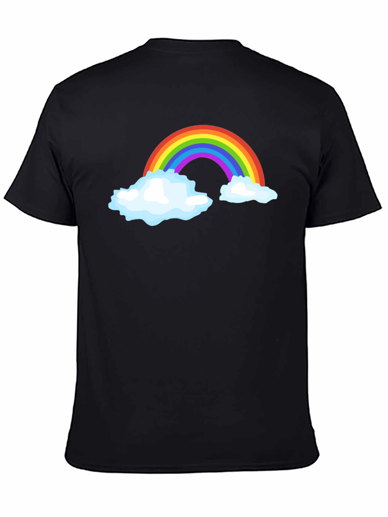 Rainbow Cloud Graphic Tee - Black Cotton T-Shirt