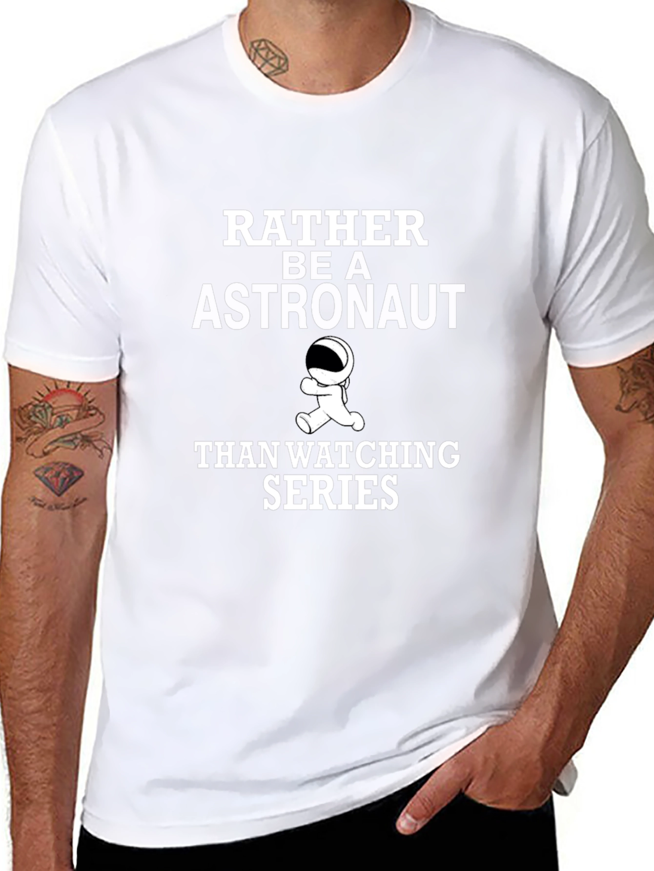 Astronaut Graphic Tee - Black Crew Neck