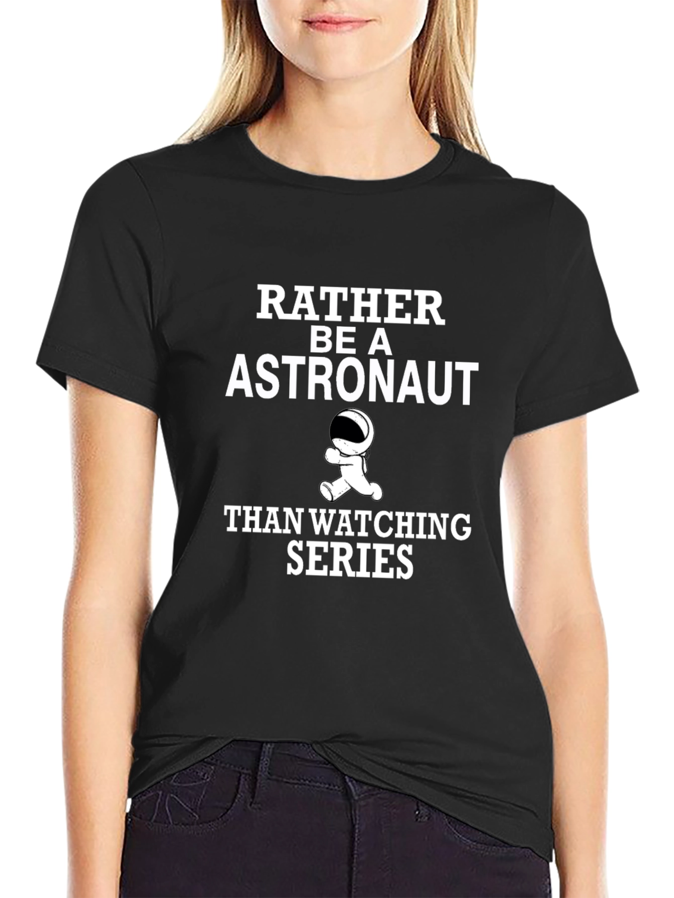 Astronaut Graphic Tee - Black Crew Neck