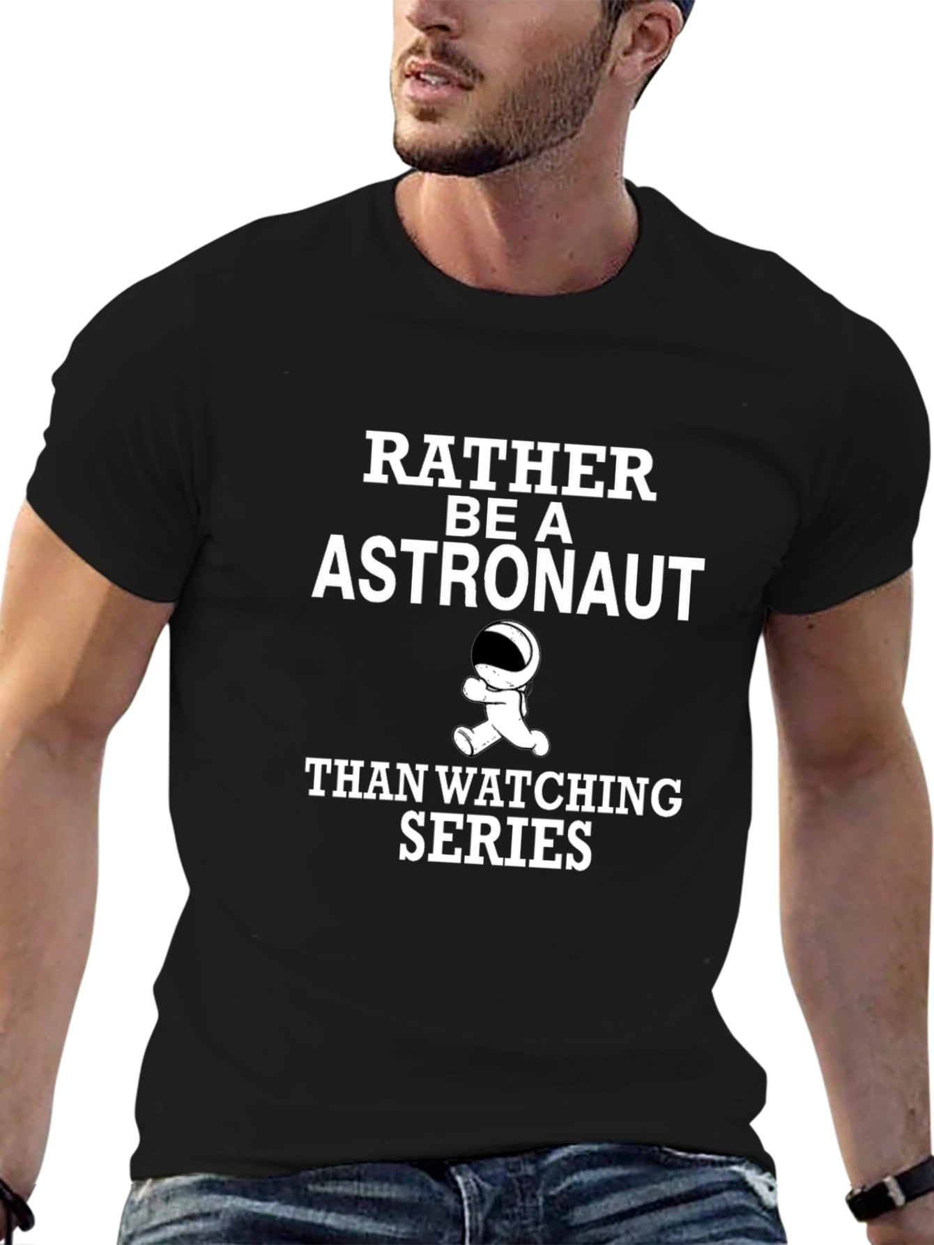 Astronaut Graphic Tee - Black Crew Neck