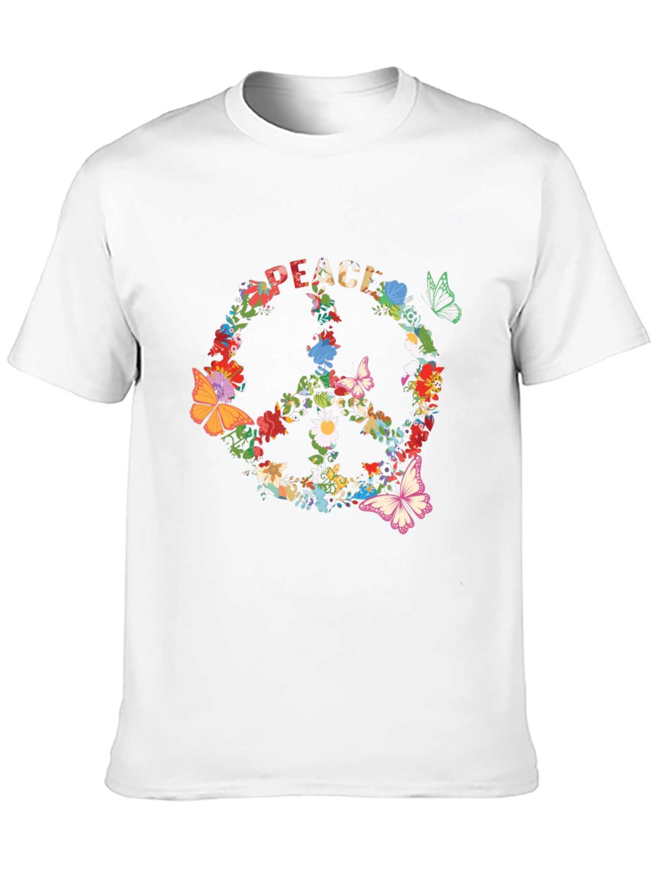 Floral Peace Sign T-Shirt - Retro Hippie Style